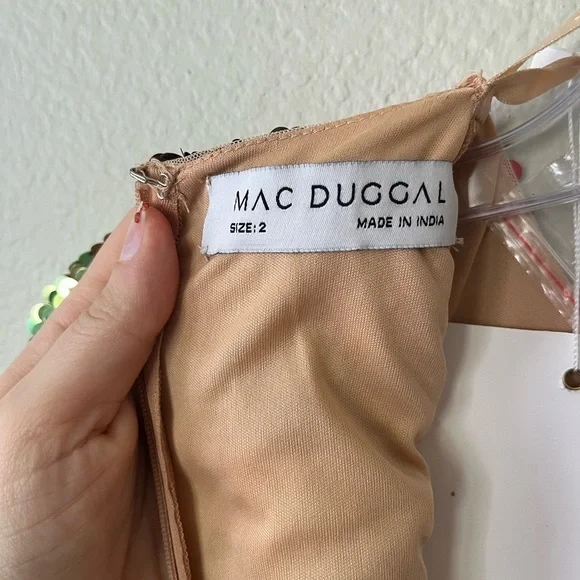 Mac Duggal 93724 Rainbow Sequin Multicolor Striped Long Sleeve Dress Size 2 NWT - Picture 8 of 16